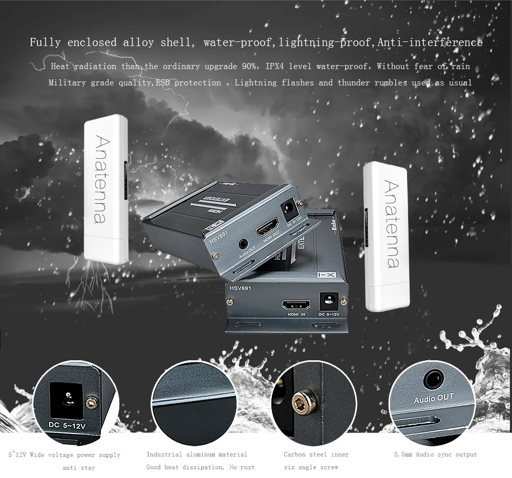 DHL EMS Free Ship HSV891W HDMI Wireless  Extender 5.8GHz Support Full HD 1080P HDMI Transmitter and Receiver For HDTV STB DVD (5)