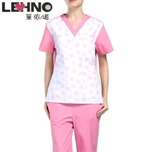 Бренды LEHNO, дизайн, женские наборы скрабов, плюс размер, v-образный вырез, салон красоты, одежда с принтом, мягкая хлопковая одежда, топ+ штаны