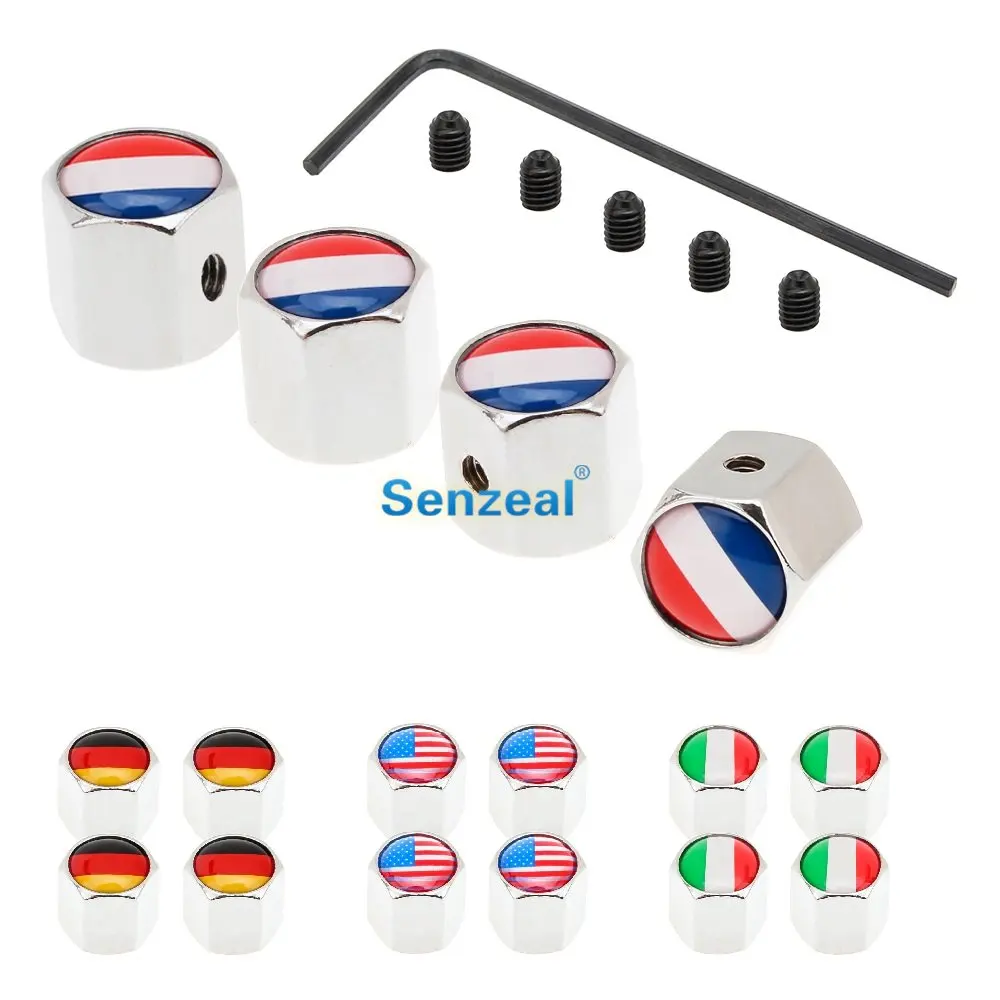 SENZEAL 4 шт./компл. Универсальный US FR DE IT флаг противоугонные колпачки для