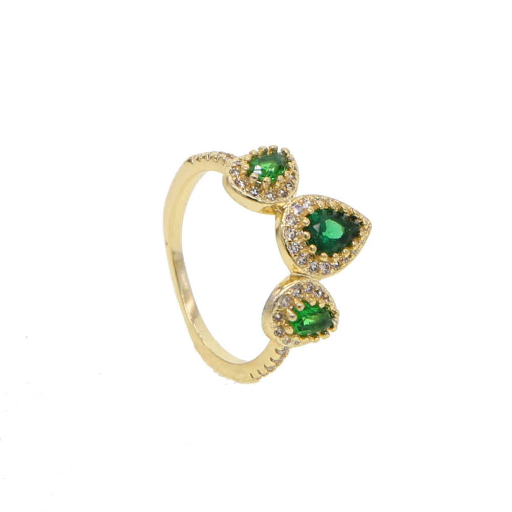 

Gold Filled Water Drop micro pave Green CZ Rings for Women Vintage Fashion Jewelry Birthstone Rings dropshipping