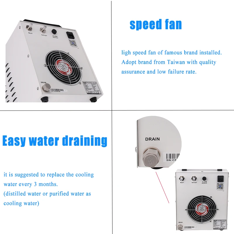 CW3000 220 В/110 В охладитель воды для 4040/4060/6090/CO2 лазерной гравировки и резки машина охлаждения 60 Вт 80 Вт лазерной трубки