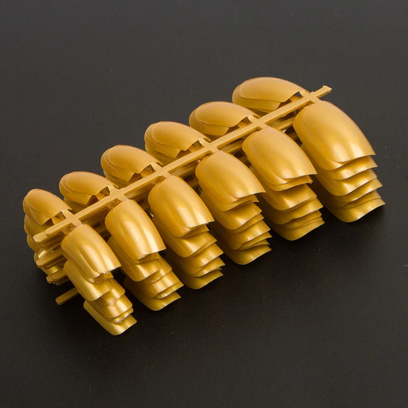600 шт./упак. полное покрытие акриловый Фрезер для ногтей cо шлифовальными наконечники квадратный Форма накладные ногти 10 размеров Короткие накладные ногти, накладные ногти дизайна ногтей - Цвет: Gold