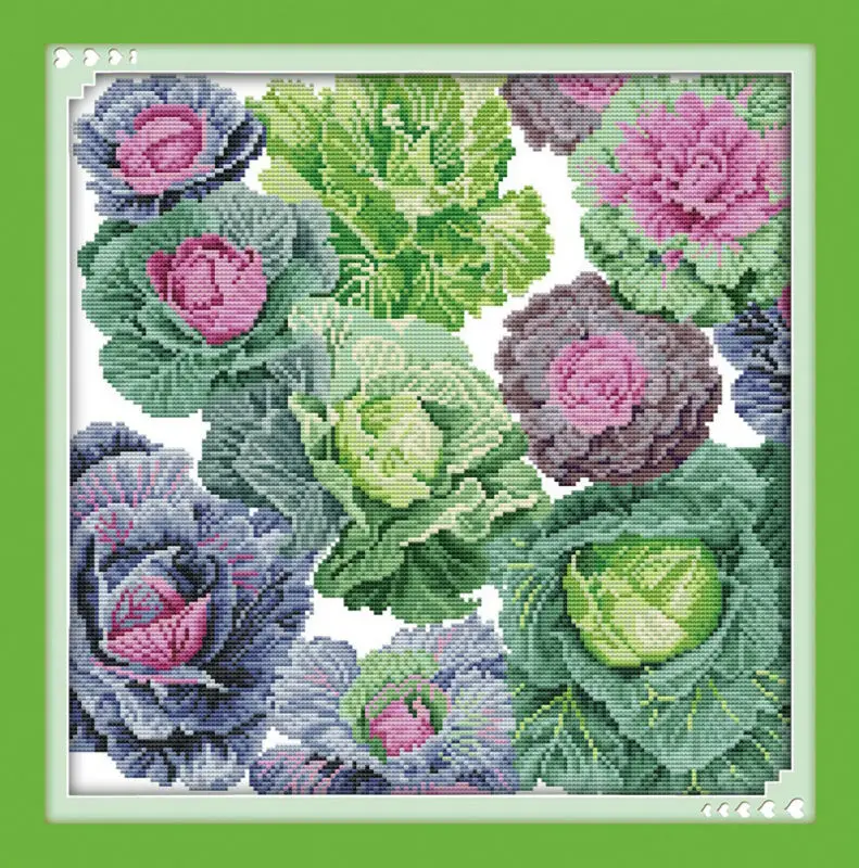 

oneroom Cabbage Beautiful Printed on Canvas DMC Counted Chinese Cross Stitch Kits printed Cross-stitch set Embroidery Needlework