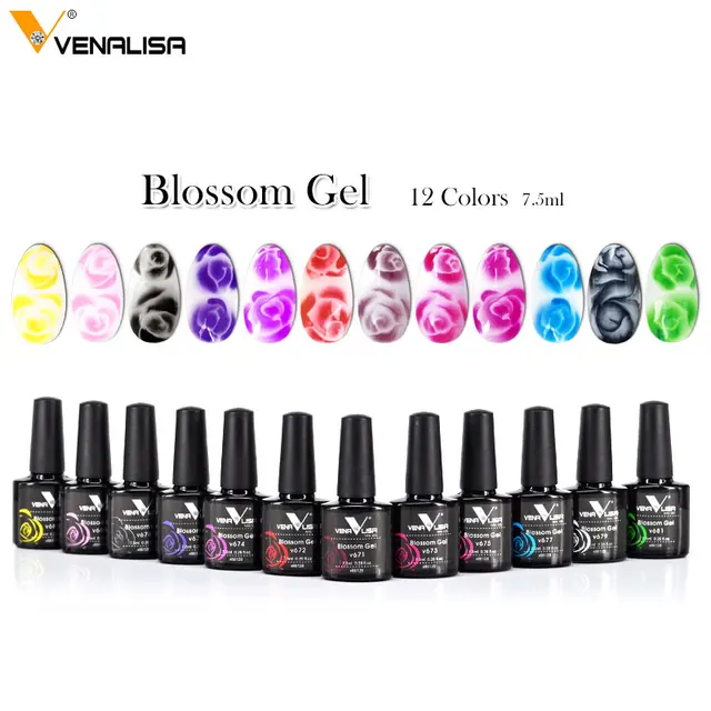 Venalisa 12 Color Nail Art Beauty Manicure DIY Nail Design Flower Blooming Effect Nail Paint Gel Blossom Nail Gel Polish Varnish 2
