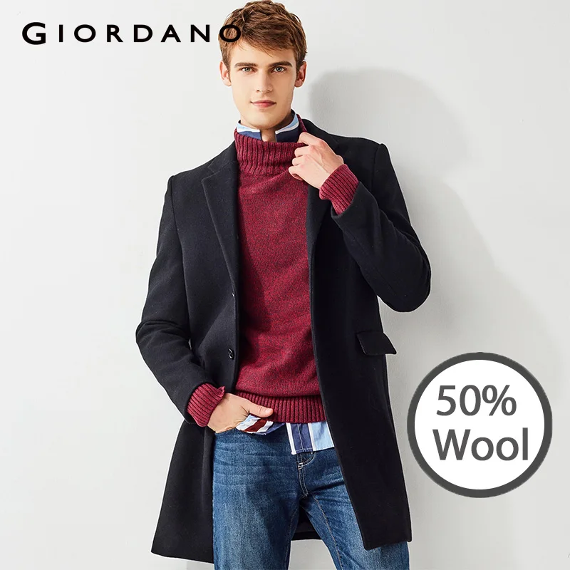 

Giordano Men Jacket Wool Blend Coat Jacket Men Notched Collar Jacket Coat 2017 Casaco Mens Woolen Winter Jackets Coat Abrigo