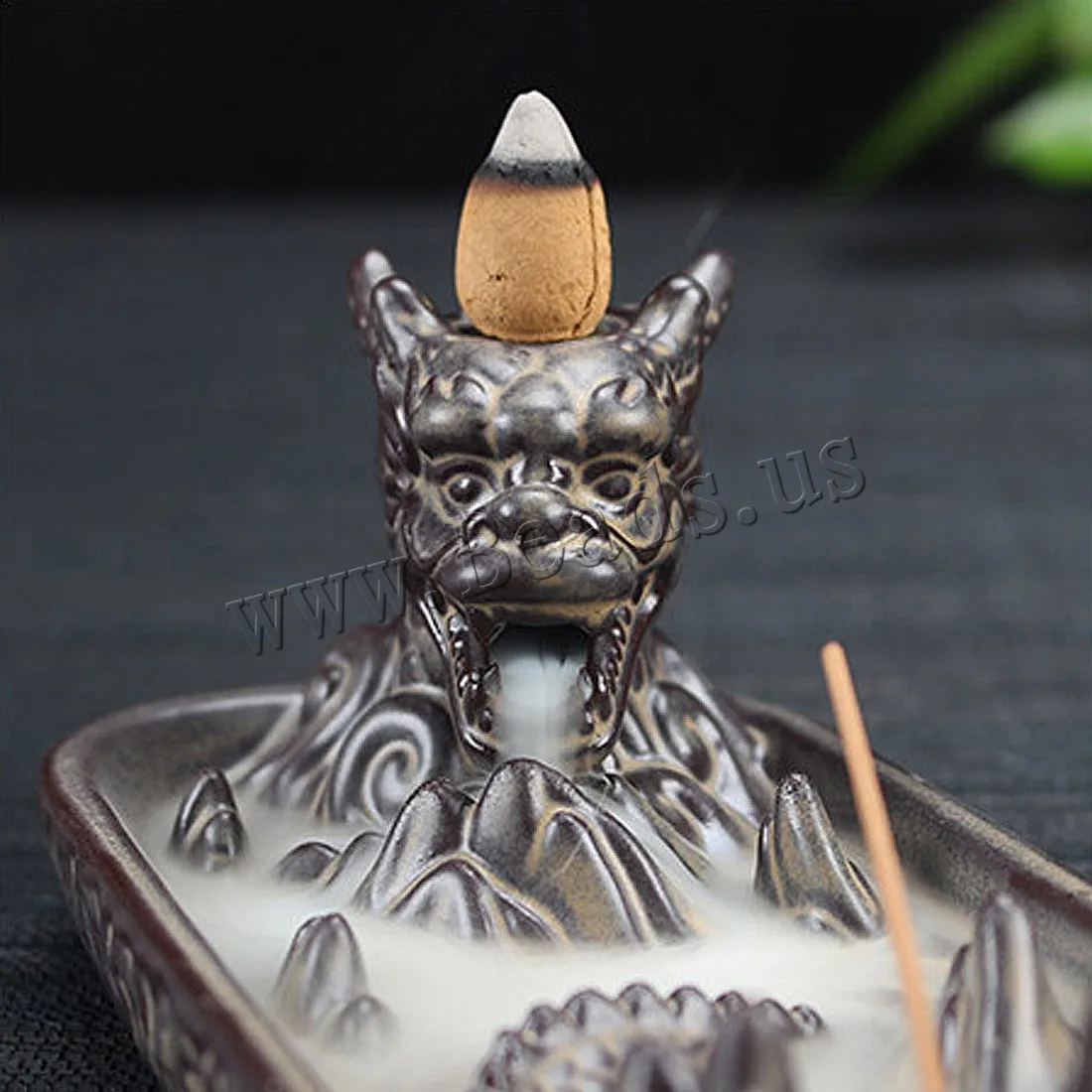 Ceramic Backflow Incense Burner Chinese Dragon Smoke Waterfall Stick Incense Holder Smell Aromatic Use In Home Office Teahouse