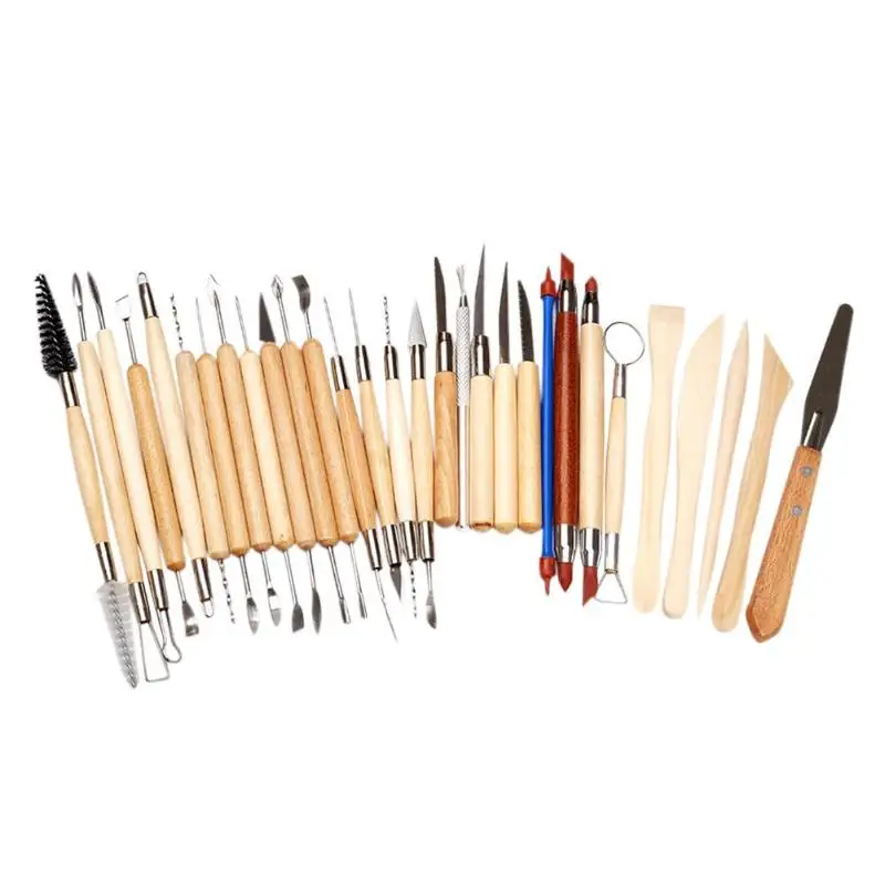 

30Pcs Wooden Clay Modeling Tools Polymer Sculpting DIY Pottery Ceramics Kit