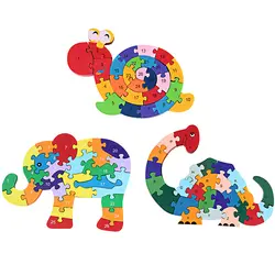 Дети обмотки деревянные головоломки животные Улитка слон корова паззл с динозаврами игрушка головоломка деревянная игрушка-пазл Дети