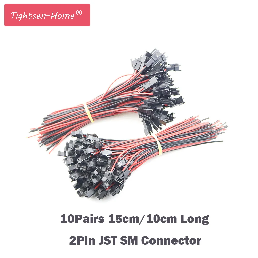 

Promotion! 10Pairs 15cm 10cm JST SM 2Pins Plug Male to Female Wire Connector accessories 2 Way Easy Fit For LED Light Strip