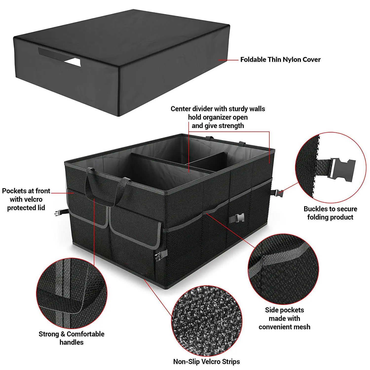 Car Storage Collapse Bin Bag Eco-Friendly Super Strong Collapsible Cargo Storage Box Sundries Organizer For Auto SUV Trunk Box