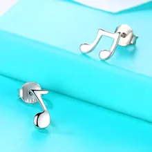 Bamos крошечные музыкальные серьги-гвоздики асимметричные серьги для заметок 925 серебро серьги для женщин минималистичные ювелирные изделия