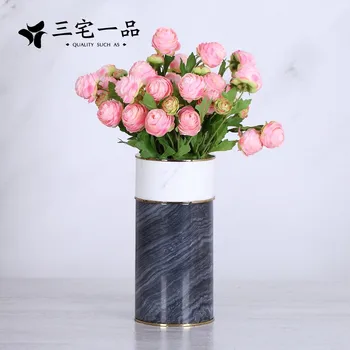 

Free shipping Ins Danish Pass High Ash Nordic Natural Marble Titanium Plated Edge Model Rooms Desktop Vase Arrangements