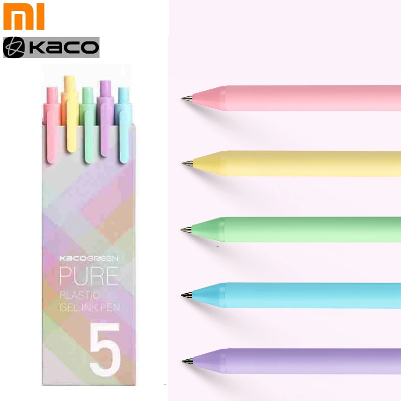 Xiaomi Kaco макароны, конфеты цвета 5 шт красочные ручки mi pen 0,5 мм черные чернила Гладкие письма прочные mi подписи ручки