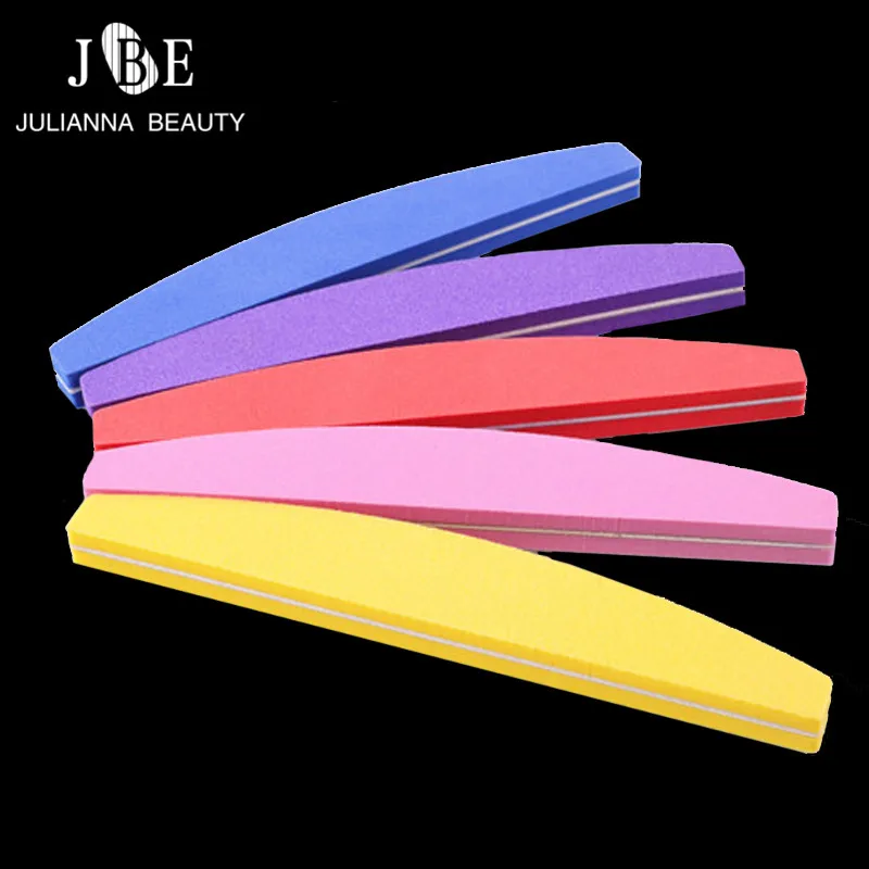 

5Pcs/Lot Curved Nail File Sanding 100/180 Grit Double-Side Nail Art Sanding Files Buffer Block Manicure Thick UV Gel File Tools