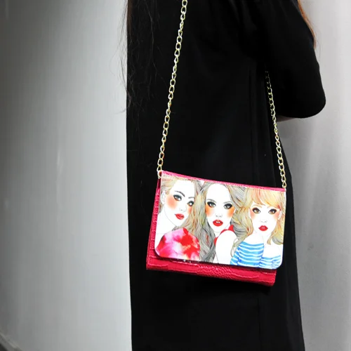 

10pcs/lot Sublimation diy blank bag Women Bag Fashion Women Rivet Chain Shoulder Bag PU Alligator Pattern Leather bags