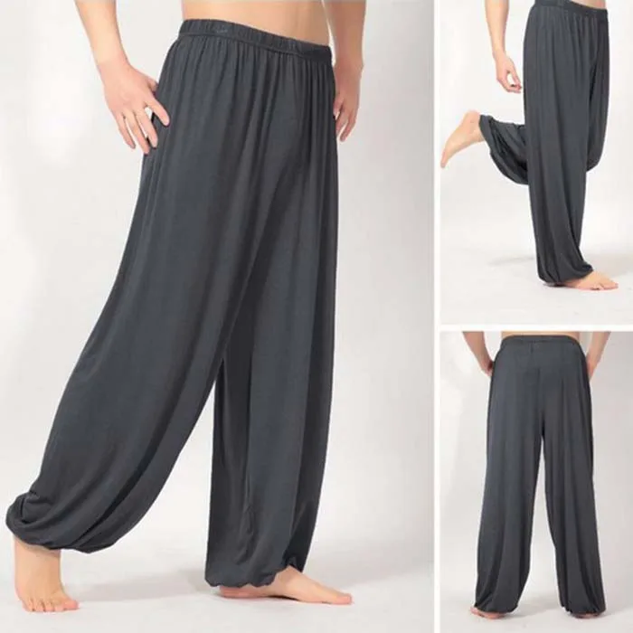 Мужские брюки для йоги свободные брюки с высокой талией Тай Чи летние свободные широкие брюки для йоги Boho Aladdin Комбинезон гарем брюки для спортзала mujer - Цвет: dark grey