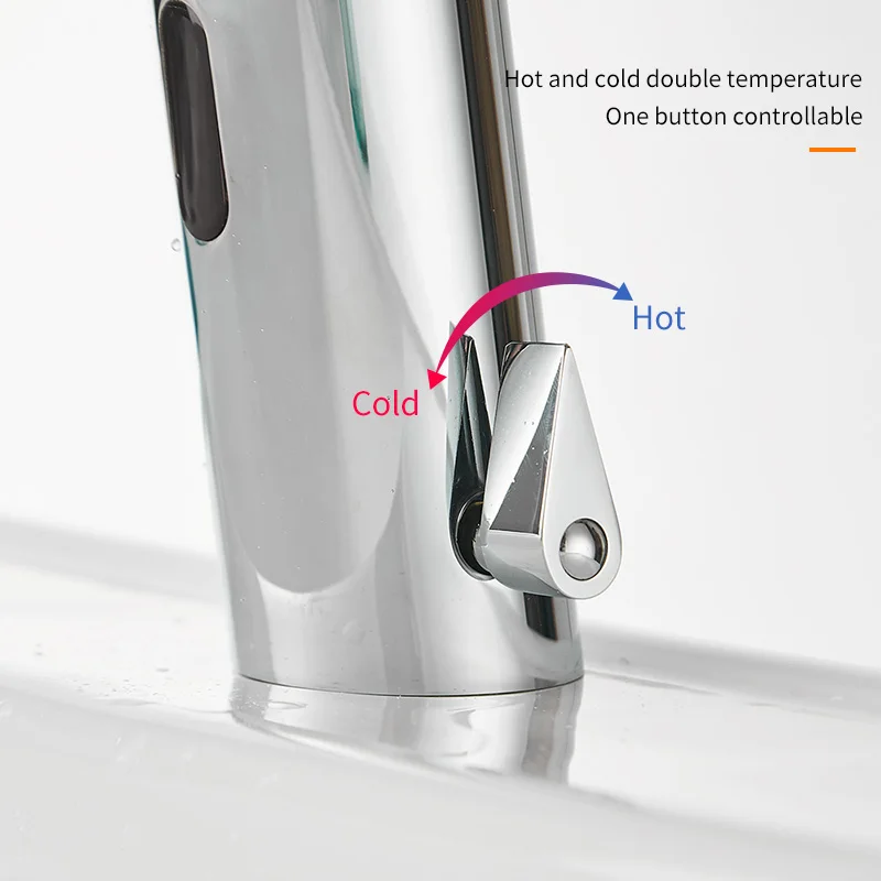 Online Bad Wasserhahn Elektrische Automatische Sensor Wasserhahn Touchless Küche Waschbecken Becken Batterie Power Warmen Und Kalten Wasser Mischer Wasserhähne 8024