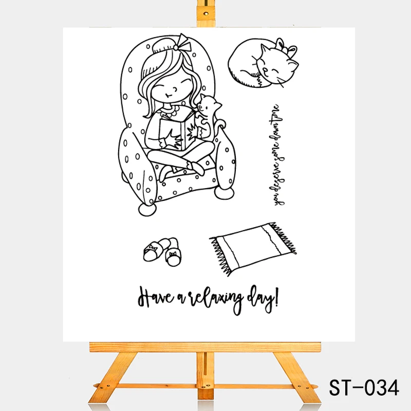 

ZhuoAng Girl on the sofa Transparent Clear Stamps / Silicone Seals for DIY scrapbooking photo album/Card Making