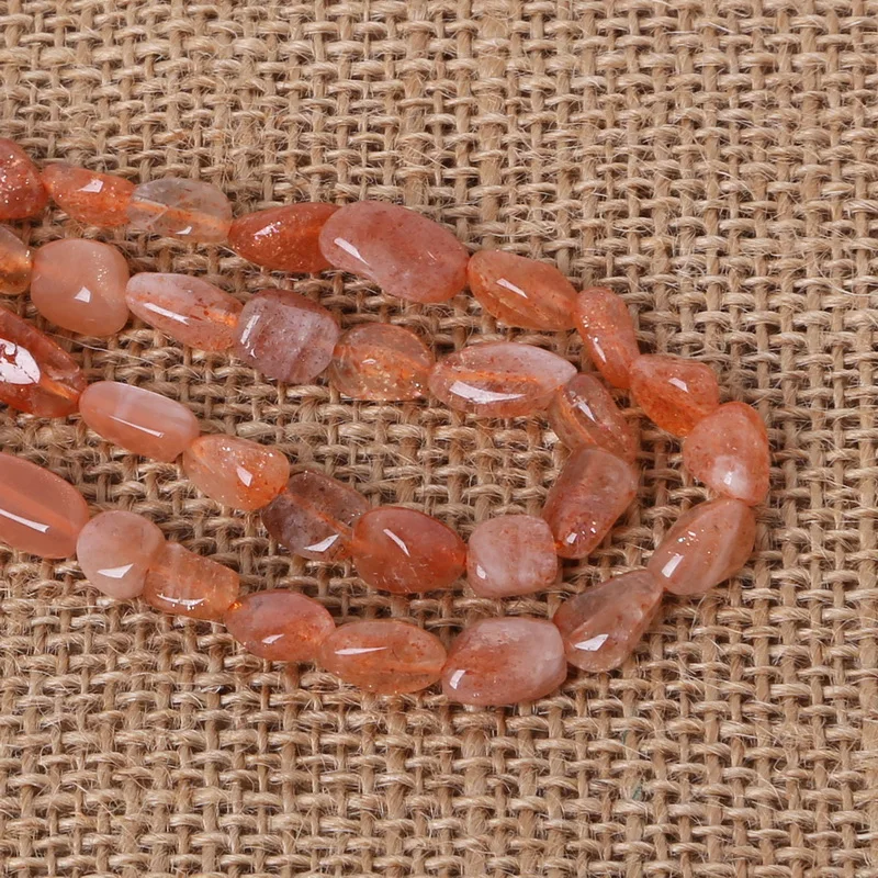 Approx 43pcs 7-11mm Natural Stone Beads Strawberry Quartz Straight Hole Chip Beads 38cm/str For Jewelry Making Bracelet Necklace