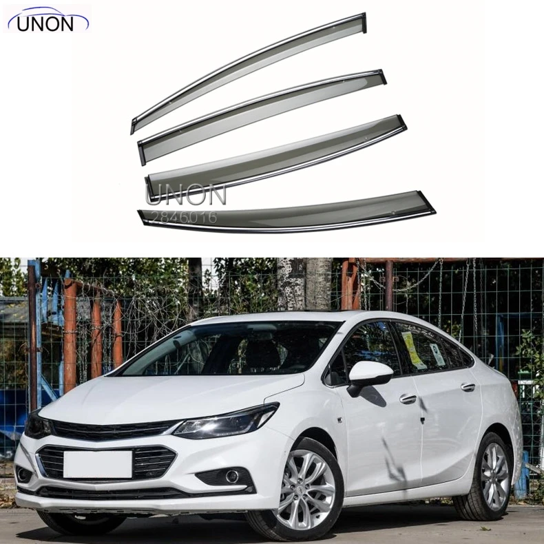 

4pcs Car Covers Window Visor Sun Rain Wind Deflector Awning Shield ABS For Chevrolet Cruze 2017