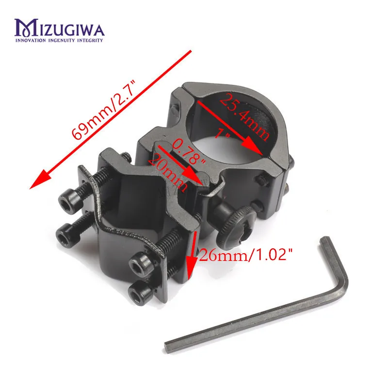 

Tactical Universal QD Barrel Mount Ring 1" for Flashlight Laser Torch Sight Scope Mount 20mm Rail Hunting Caza