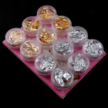 

12 Box /Set Gold Silver Irregular Aluminum Foil Paper Glitter DIY UV Resin Epoxy Mold Makeing Jewelry Filling For DIY Jewelry