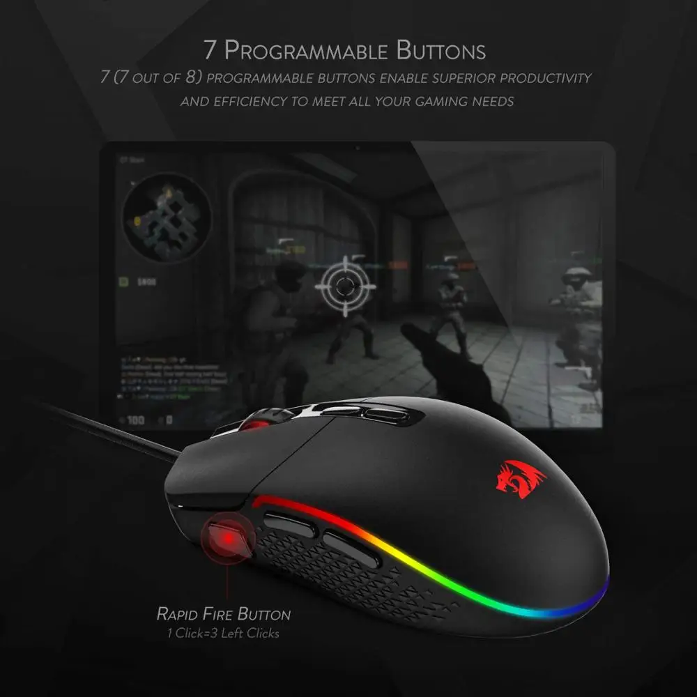 Мышь игровая оптическая Redragon M719 10000 DPI 7 программируемых кнопок|Мыши| |
