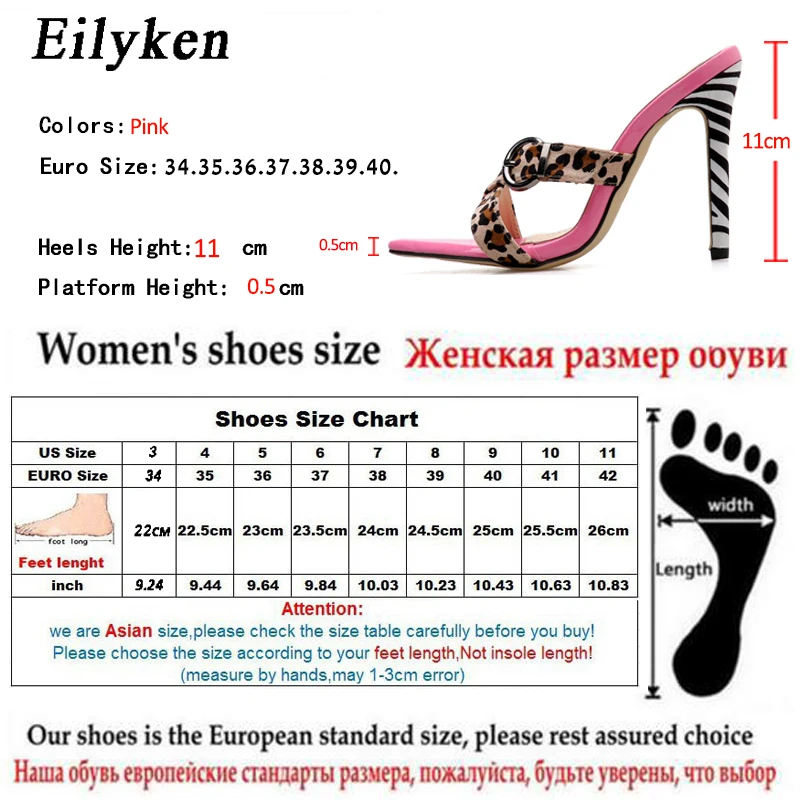 Eilyken; летние тапочки на высоком каблуке с леопардовым принтом; пикантные Вьетнамки с острым носком; обувь с пряжкой на полой подошве; пикантные шлепанцы; женские туфли-лодочки