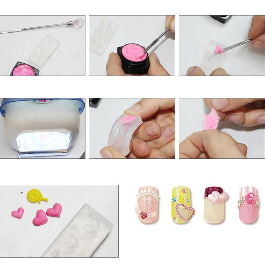Хрустальная форма для ногтей DIY дизайн 6 шт. мягкая глина 3D резная Форма