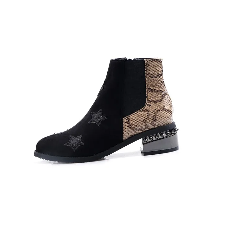 

Shoes woman personality fashion snake pattern boots women's winter thick heel and ankle boots large size 34-48