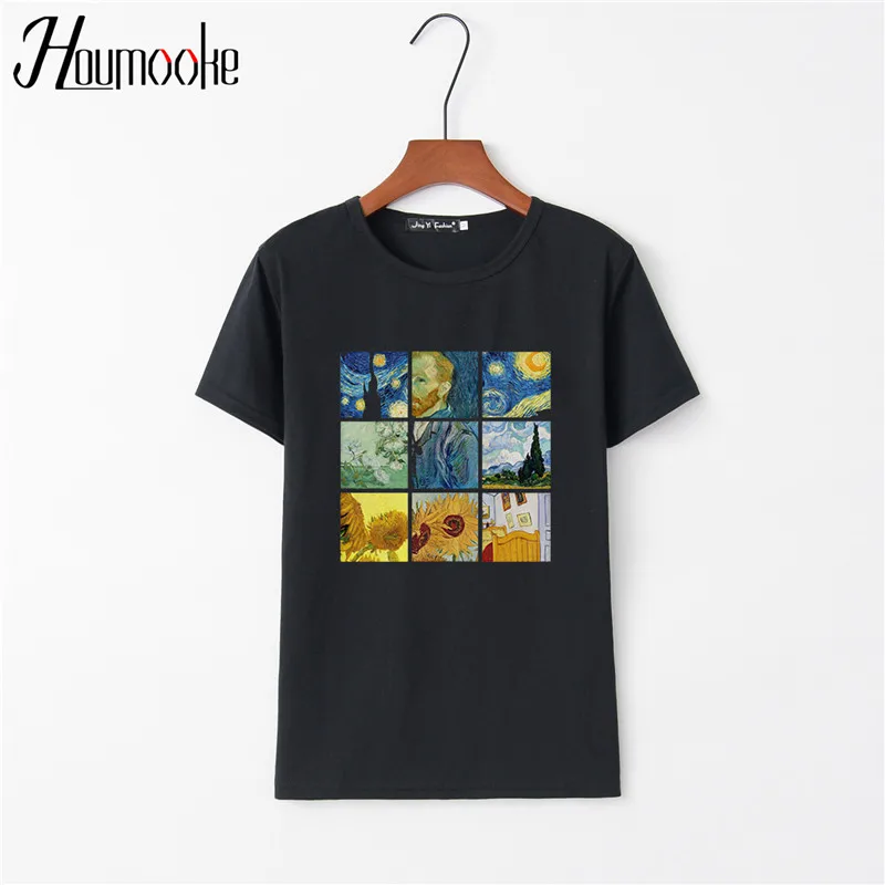 

Houmk High Quality T shirt Woman Spring Summer Fashion Print Short Sleeve Round Neck Women Tops Casual Loose T-shirt Femme