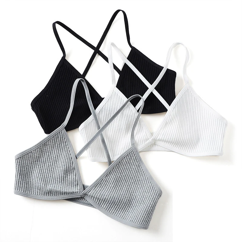 Bralette Bra Beauty Cross Back Triangle Cup Wireless Women Top Black Grey White Comfortable Simple Female Lingerie Bralette Bra Beauty Cross Back Triangle Cup Wireless Women Top Black Grey White Comfortable Simple Female Lingerie