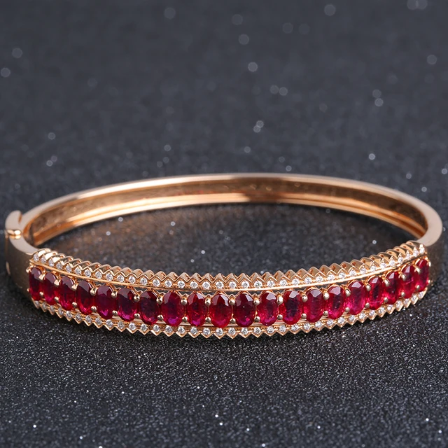 Robira 2017 Trendy 18k Rose Gold Bracelet For Women Bangles Lover Robira 2017 Trendy 18k Rose Gold Bracelet For Women Bangles Lover Jewelry Natural Ruby