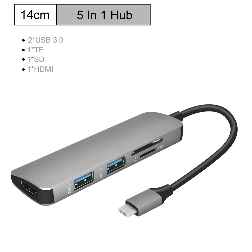 USB C концентратор к HDMI USB 3,0 SD/TF кард-ридер адаптер для Mac Book Pro Аксессуары USB-C сплиттер type C 2 порта usb-хаб