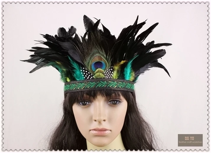 7 Inch High Feather Headdress Handmade 