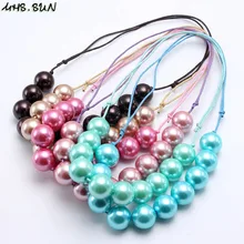 MHS. SUN модное массивное жемчужное ожерелье с бусинами для девочек, детское ожерелье из жевательной резинки, регулируемое украшение на веревке, подарок на день рождения, 1 шт