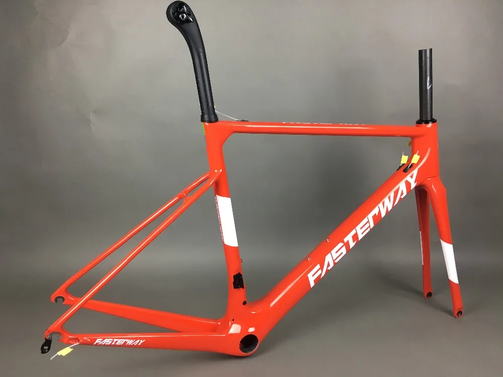 Discount light blue 2018 TAIWAN FASTERWAY classic carbon road frameset UD weaves carbon bike frame:Frameset+Seatpost+Fork+Clamp+Headset 101