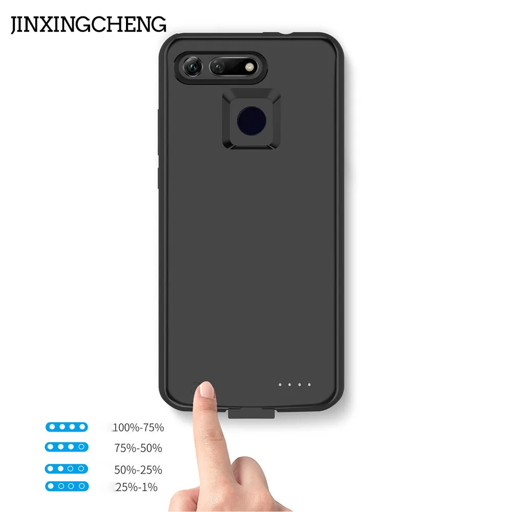

JINXINGCHENG Silicone Frame Fast Charger Battery Case for Honor V20 6500mah Back Clip Fast Battery Charger for Huawei V20 Cover