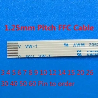 

100pcs Flexible Flat Cable FFC 4 5 6 7 9 10 12 14 15 16 20 24 26 30 40 50 60 PIN 1.25 mm pitch Contacts same Sides directions