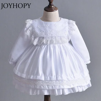 

Newborn Baby Girl Dress For Wedding Toddler Long Sleeves Dress With Hat Baby 0-2Year Birthday Dress For Girls Clothing