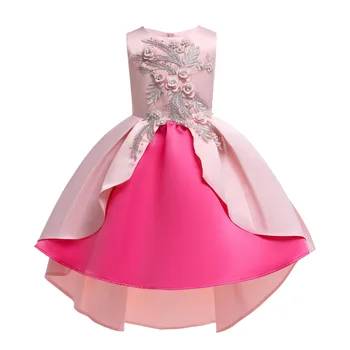 

Toddler Girl Dresses Fashion Flowers Princess Dress Summer Sleeveless Fish Tail Color Splice Wedding Dress Kids Clothing 3-8 Y