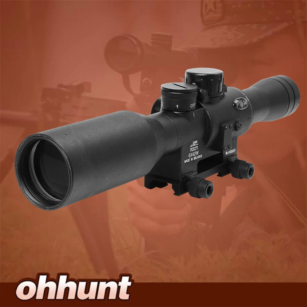 Hunting Tactical POSP 6X42W Weaver Version Red Illuminated SVD AK Rifle Scope Sniper RifleScope Made in