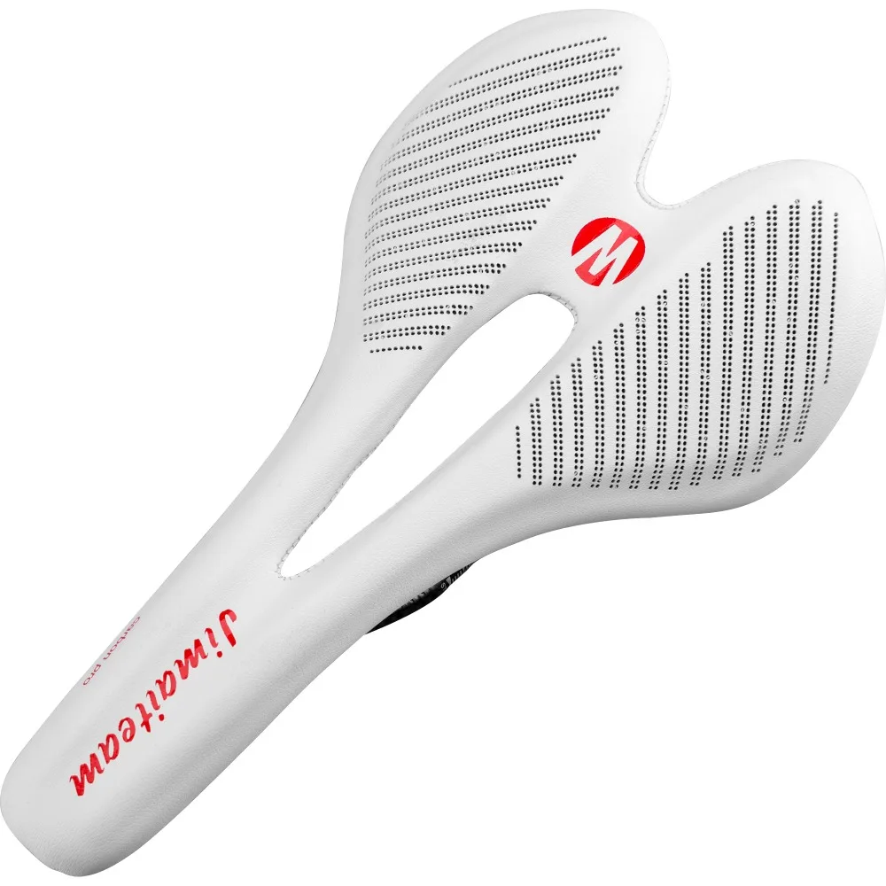 

JIMAITEAM new MTB road saddle bicycle full carbon fiber package cushion carbon Leather light weight seat saddle white