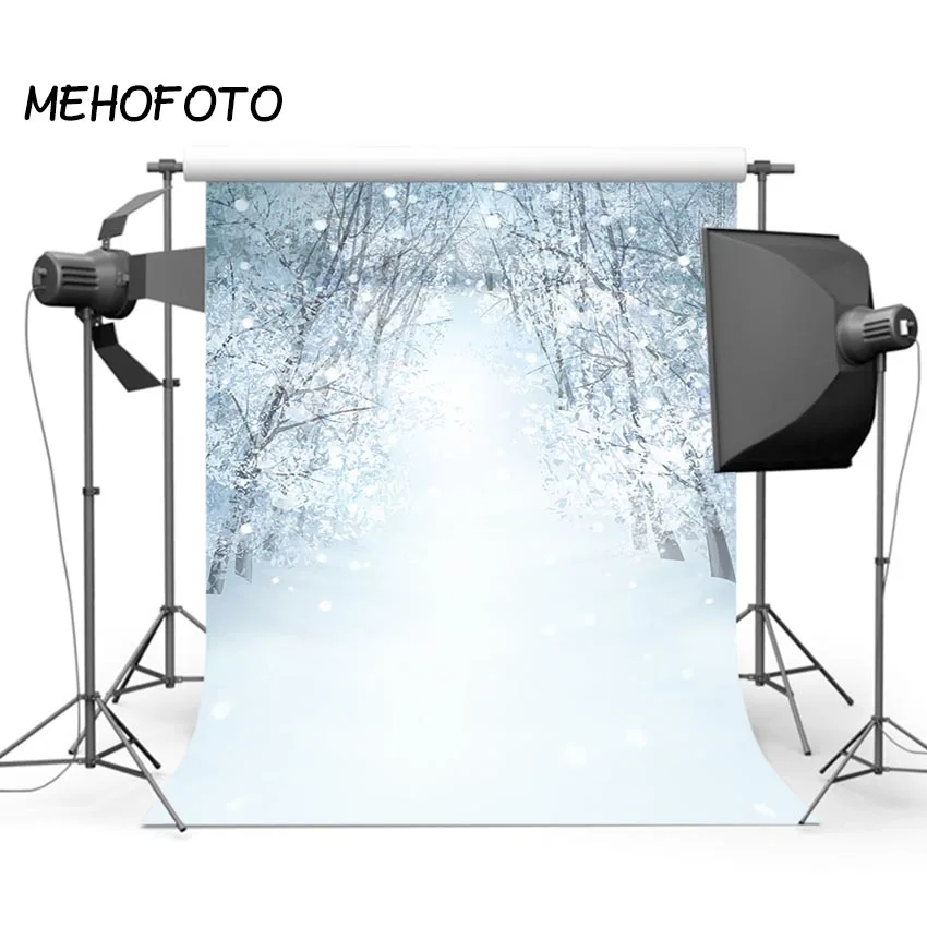 

Winter Snow Forest Photography Background Bokeh Christmas Theme Birthday Backdrop Professional Photographic Background Studio