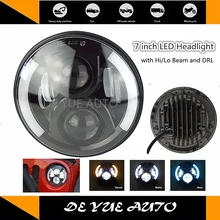 Подол короче спереди и длиннее сзади) ЛУЧ светодиодная фара-прожектор H4 разъем для Jeep Wrangler JK TJ LJ Land Rover Defender 7 дюймов LED противотуманная фара