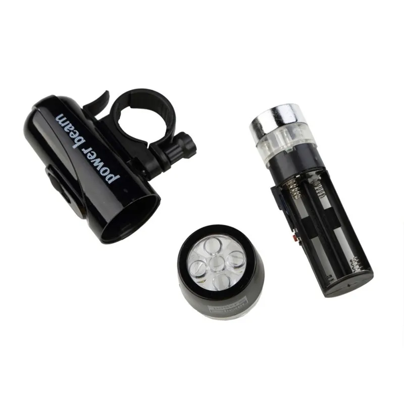 

1pcs 5 LED Power Beam Black Front Light Head Light Torch Lamp for Bicycle Bike Power By 4*AAA Battery High Quality
