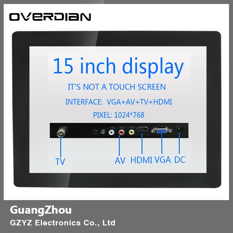 

15"Industrial Control Lcd Monitor VGA/HDMI/AV/TV Interface Non-Touch Screen Metal Shell 1024*768 Buckle Mounting