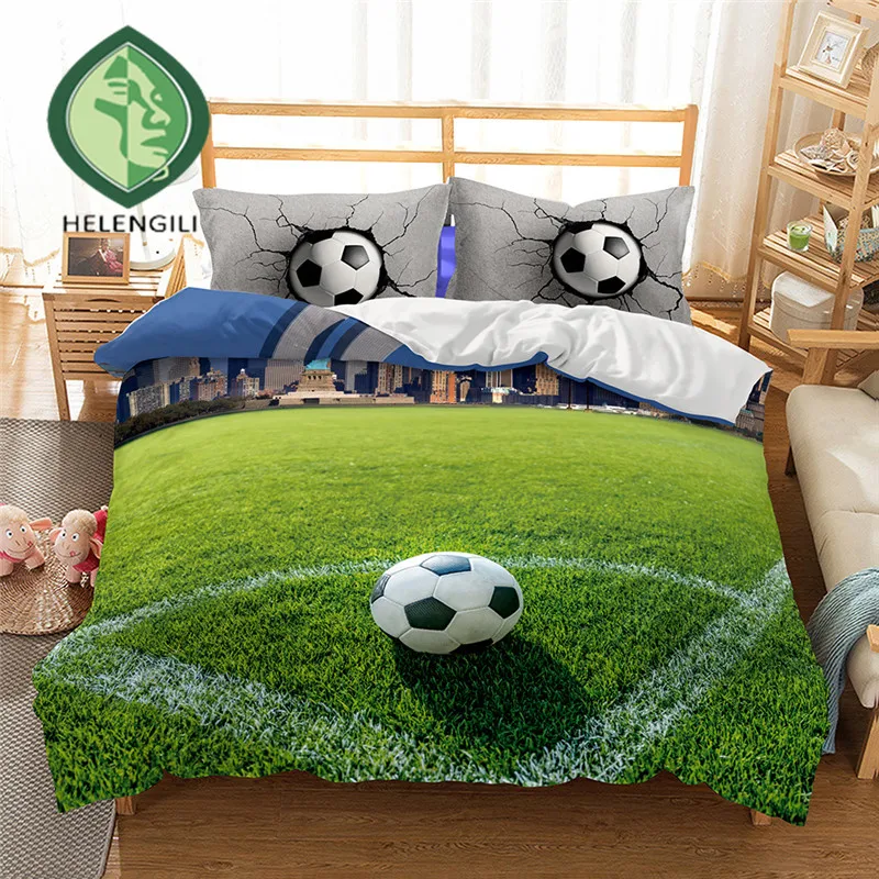 

HELENGILI 3D Bedding Set football Print Duvet cover set lifelike bedclothes with pillowcase bed set home Textiles #2-6