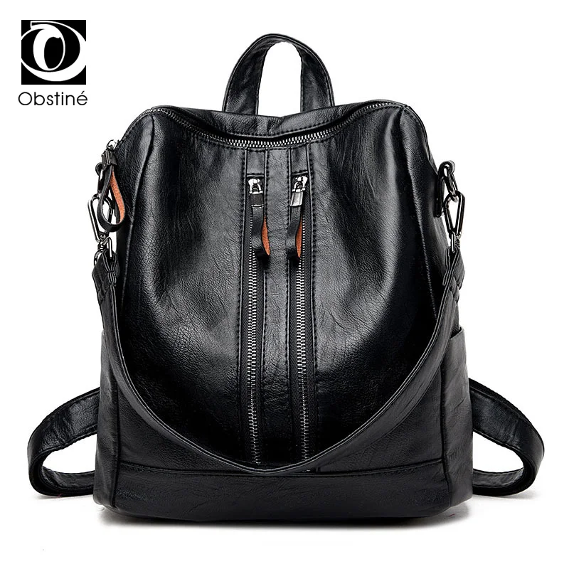 

Fashion Women Pu Leather Backpack for Teenage Girl Multifunctional Backpacks Shoulder Bag Ladies Bagpack Black Back Pack Female
