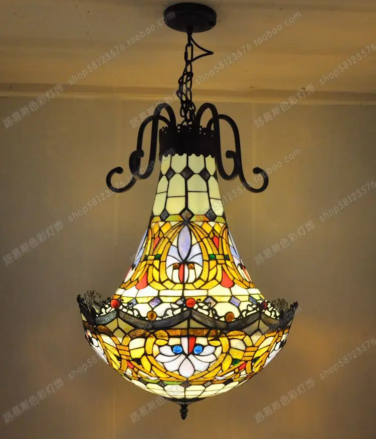 

Free Shipping Tiffany chandelier bars and clubs Neo American models retro nostalgia glass staircase lighting fixtures hanglampen